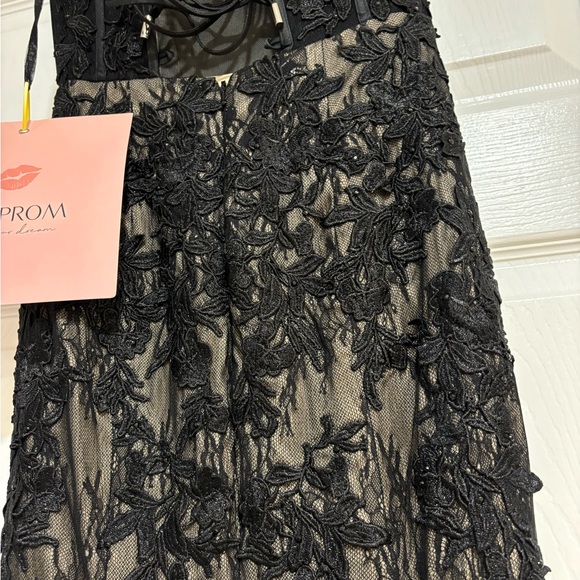 Kiss Prom Black Strapless Lace Formal Dress - Picture 5 of 5